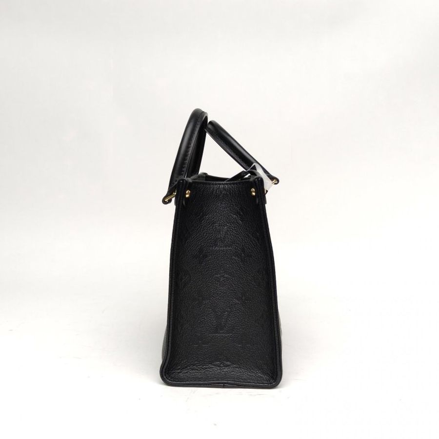 LOUIS VUITTON Onthego小號黑色牛皮金扣晶片老花壓紋肩背包-1