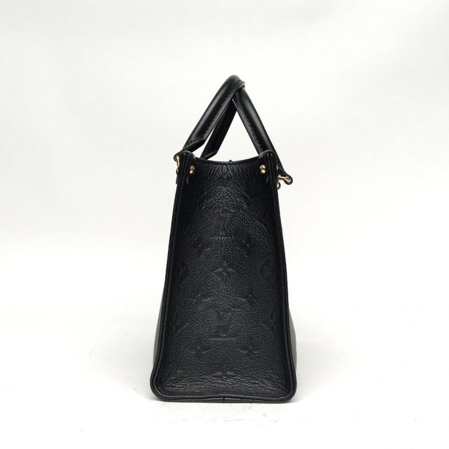 LOUIS VUITTON Onthego小號黑色牛皮金扣晶片老花壓紋肩背包-3