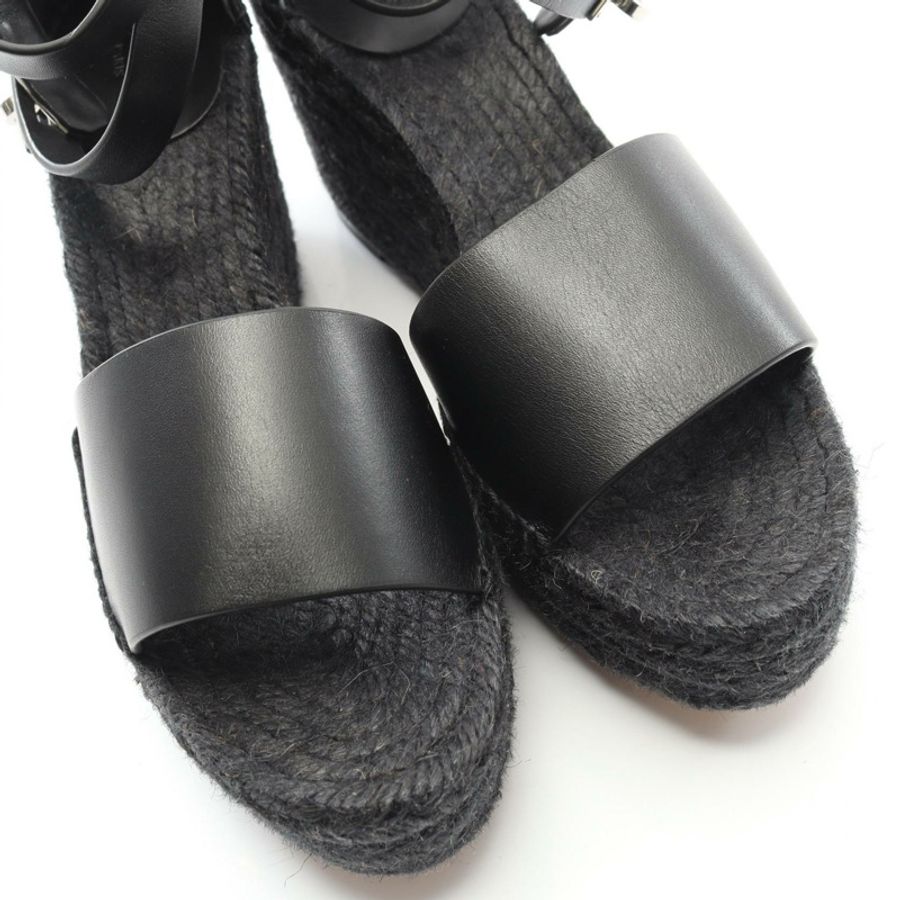 愛馬仕 Tipoli Espadrilles 涼鞋 #39 H191098Z 皮革黃麻黑色二手女款-6