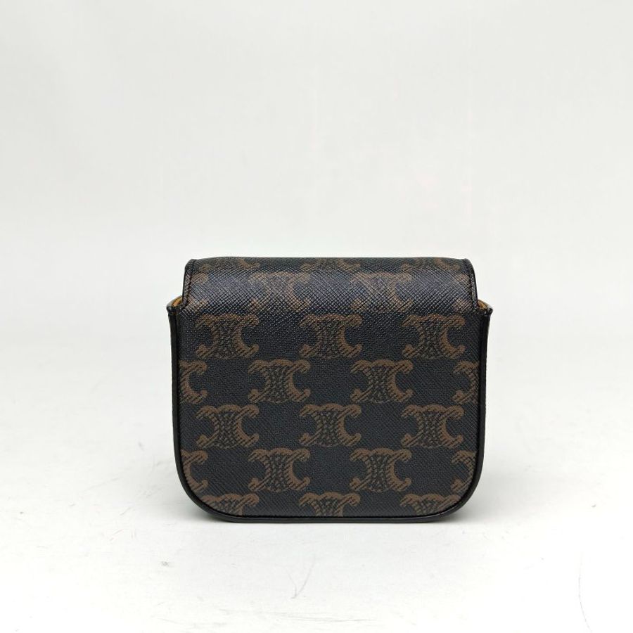 CELINE Triomphe凱旋門金屬鎖扣老花PVC金扣肩背包-2