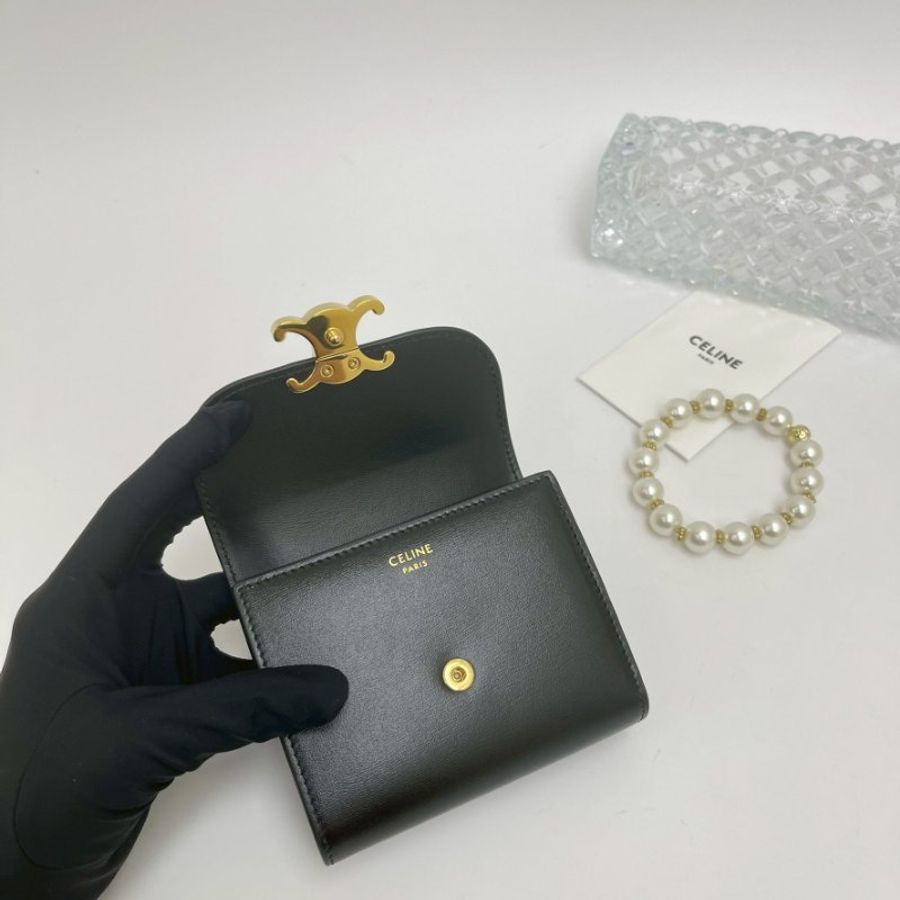 CELINE 亮面牛皮革TRIOMPHE三折短夾-2