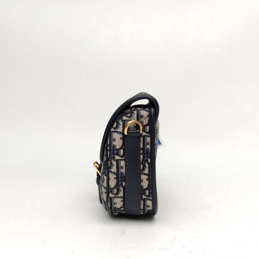 DIOR DiorBobby中號藍色帆布金扣2020肩背包-1