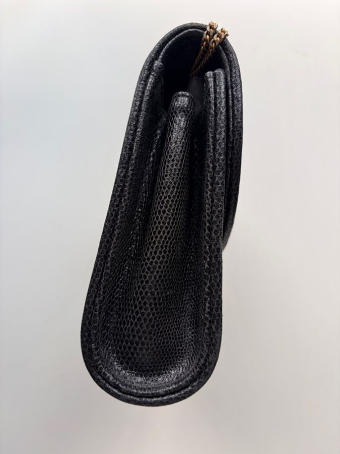 1989年購證 Fendi 經典黑金羅馬錢幣扣掌紋皮鏈條包 斜背包-25