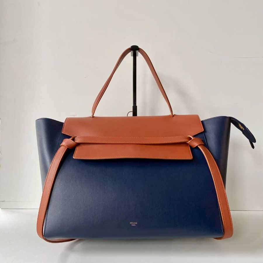 CELINE Belt Bag BI-COLOR 深藍棕 拚色 大號 鯰魚包 手提包 173603-0