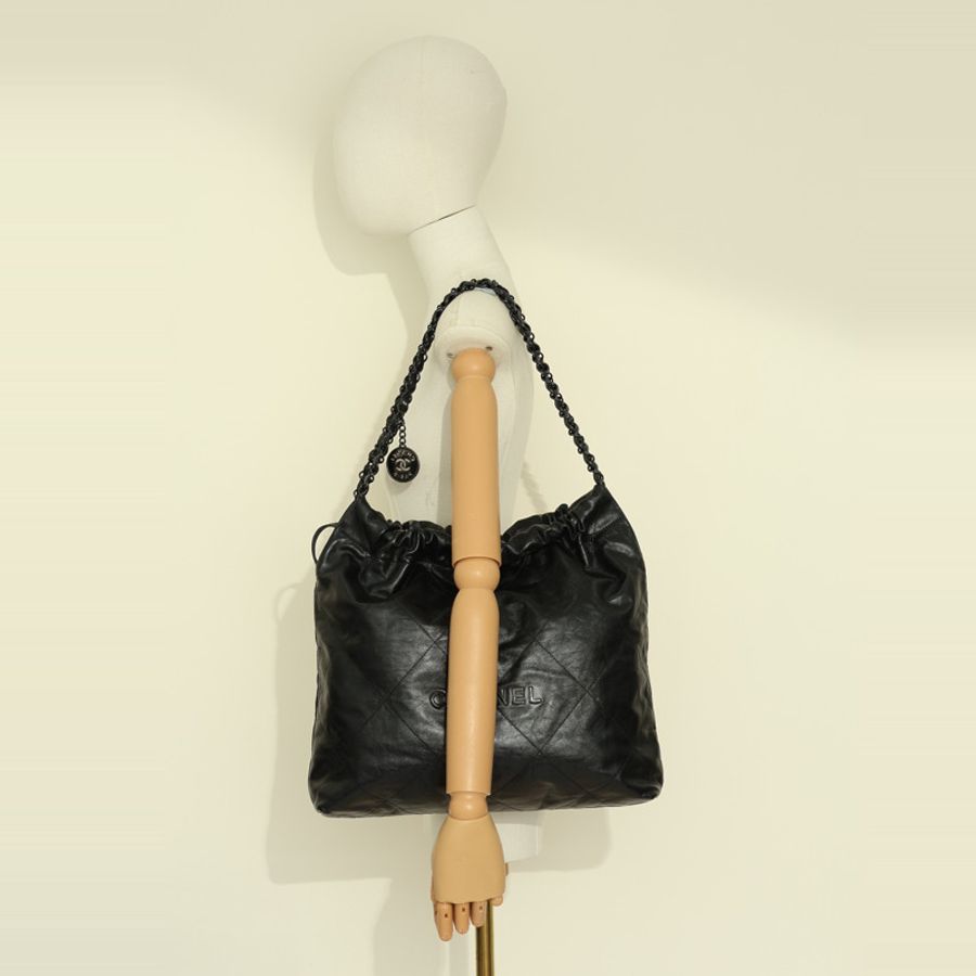 黑色 牛皮 CHANEL 22 肩背包【CHANEL 香奈兒】 AS3260-8