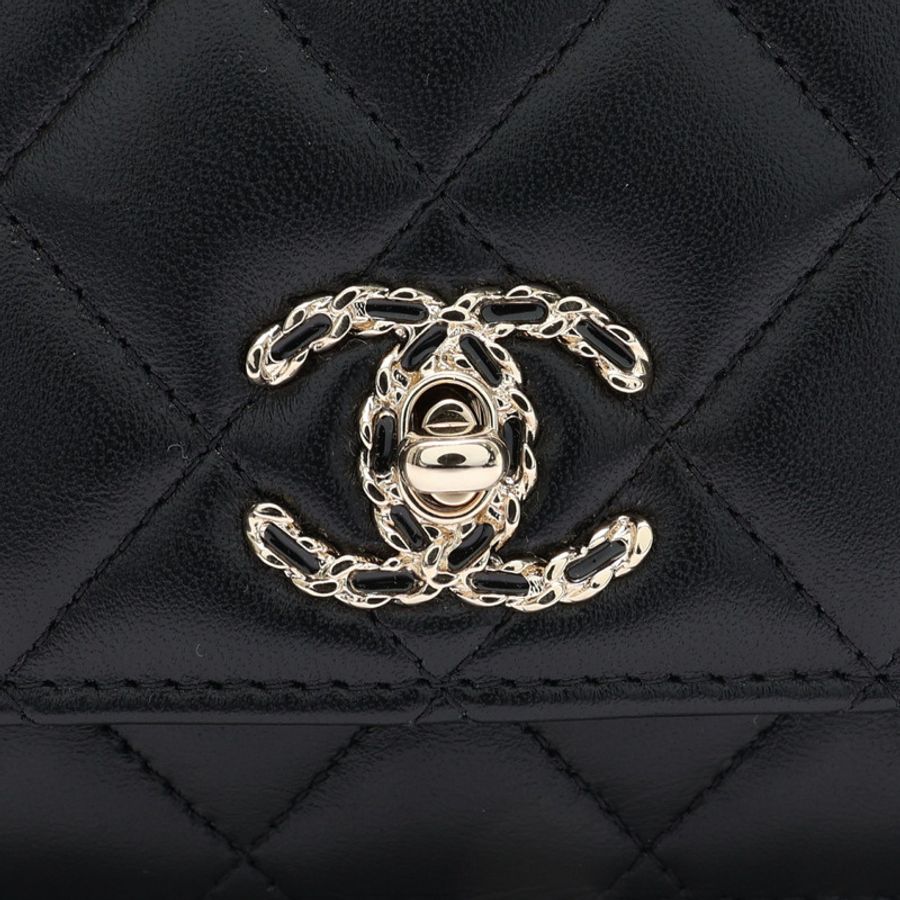 黑色 菱格紋羊皮 Trendy CC WOC 肩背包 金釦【CHANEL 香奈兒】 A80982-9