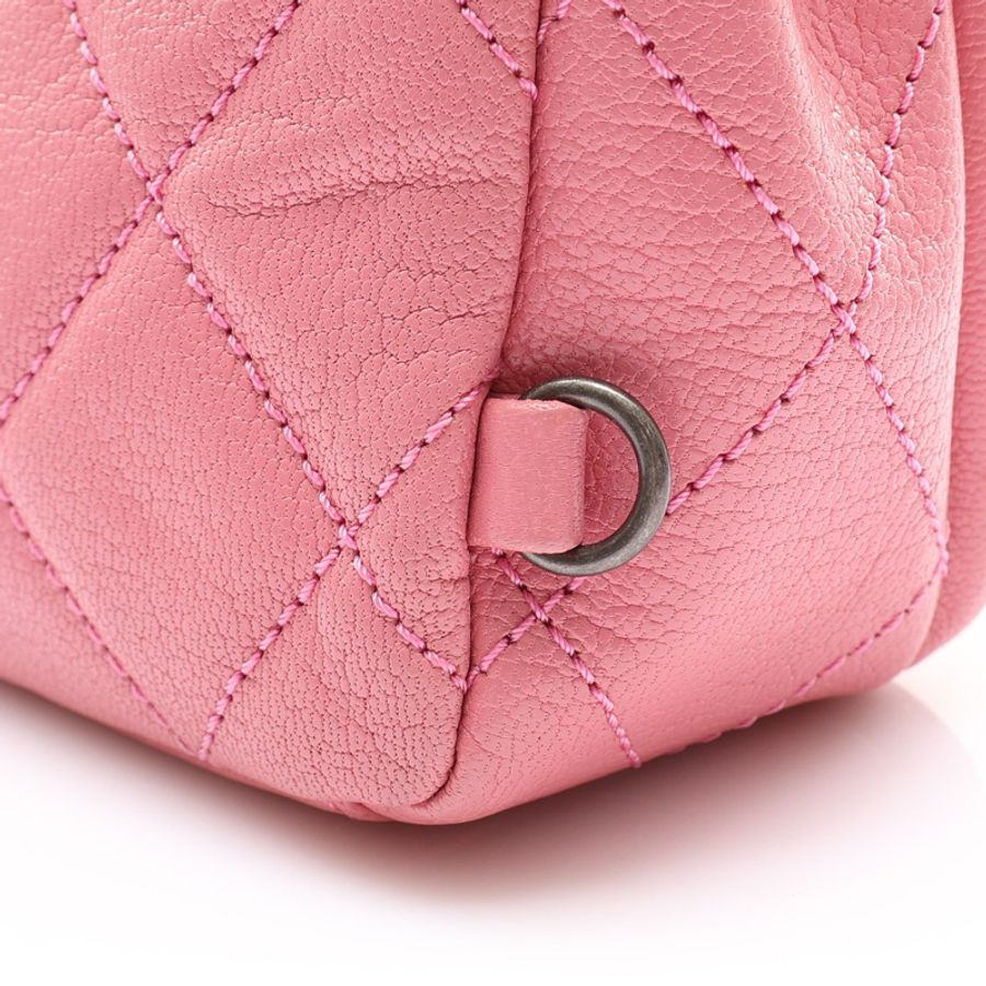 粉色 牛皮 Double Carry Waist Chain Flap 肩背包 銀釦 (無卡/雙背帶)【CHANEL 香奈兒】-8