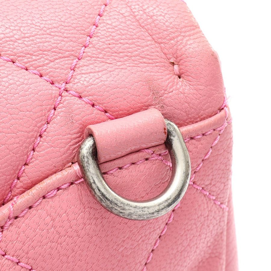 粉色 牛皮 Double Carry Waist Chain Flap 肩背包 銀釦 (無卡/雙背帶)【CHANEL 香奈兒】-15
