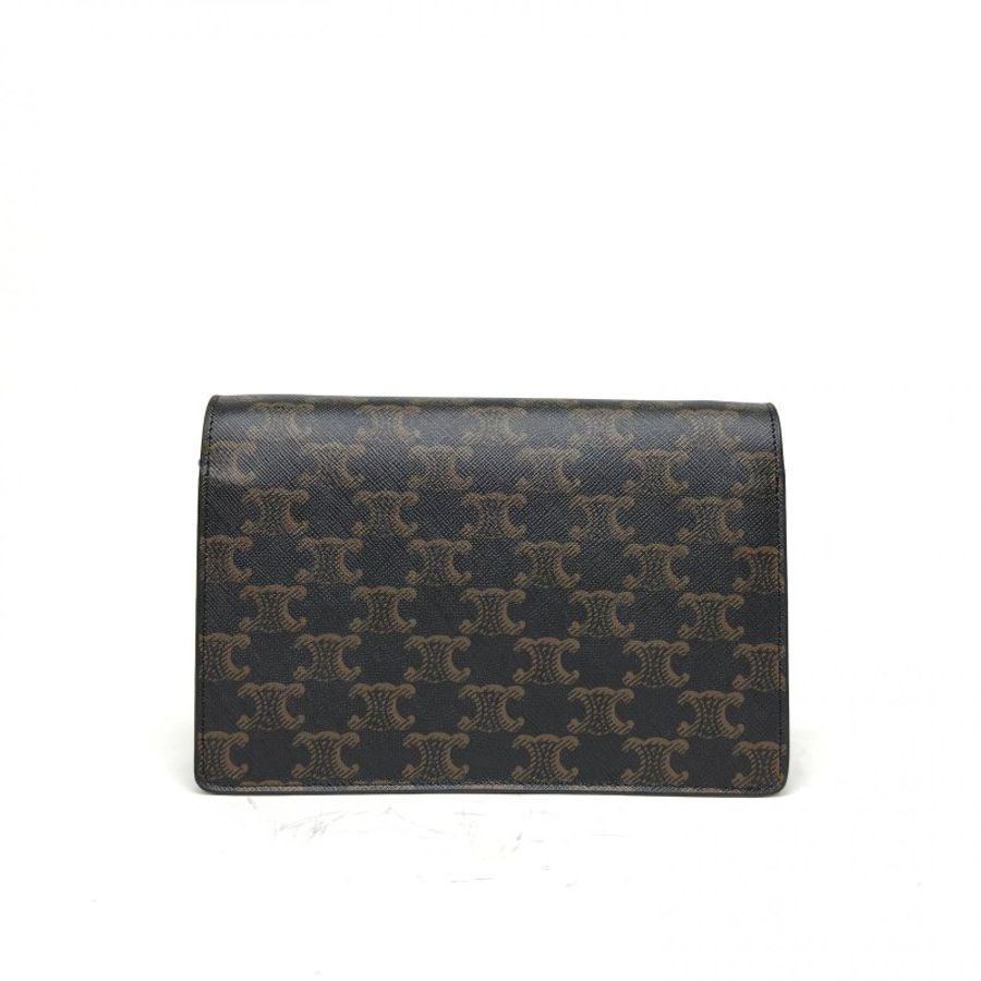 CELINE Triomphe凱旋門信封包woc老花PVC金扣肩背包-2