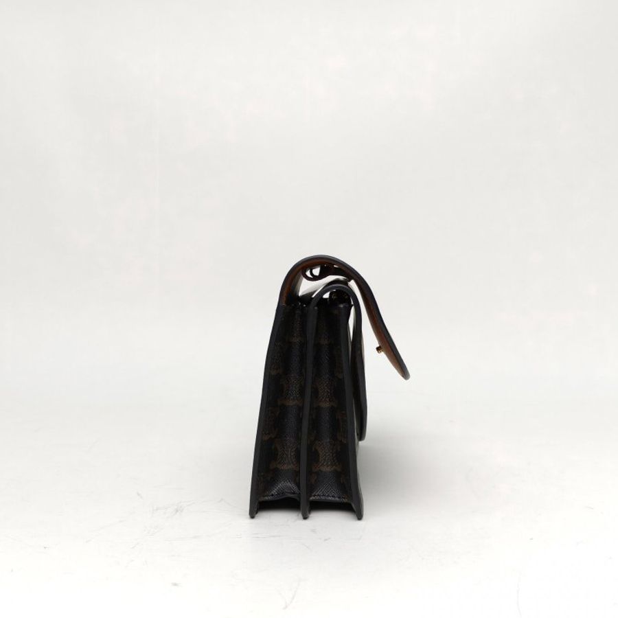 CELINE Triomphe凱旋門信封包woc老花PVC金扣肩背包-3