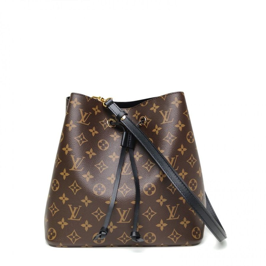 LOUIS VUITTON NÉONOÉ水桶包中號黑色老花金扣晶片肩背包-0