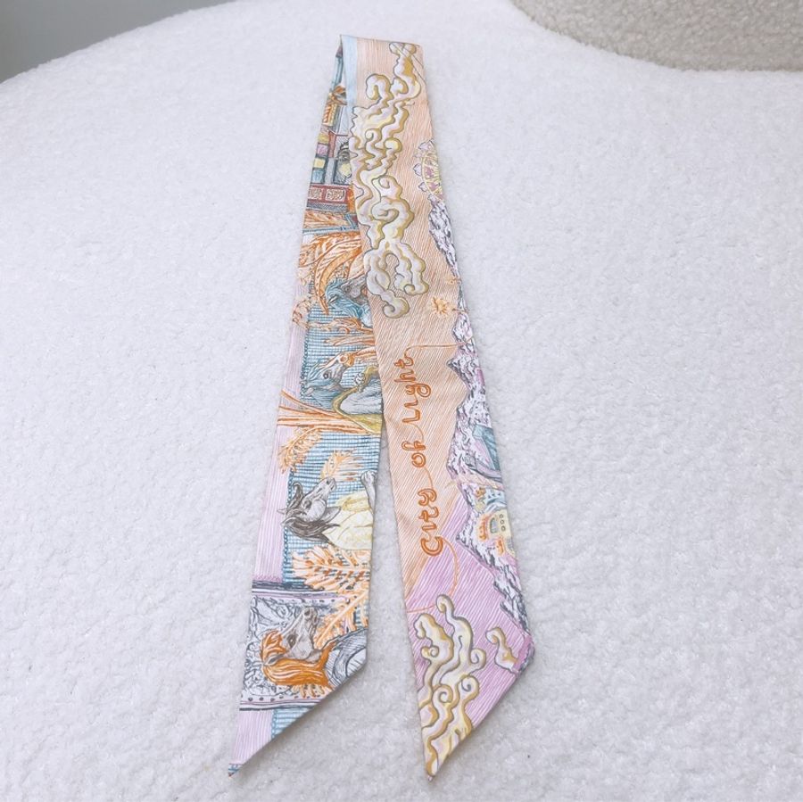 Hermes twilly 綁包絲巾 橙色 City of light-0