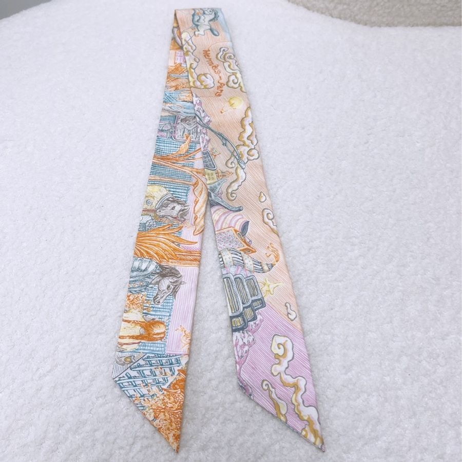 Hermes twilly 綁包絲巾 橙色 City of light-1