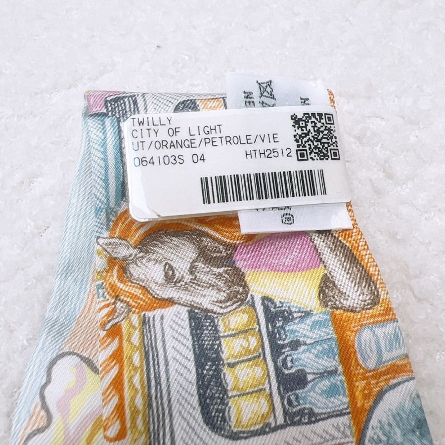Hermes twilly 綁包絲巾 橙色 City of light-4