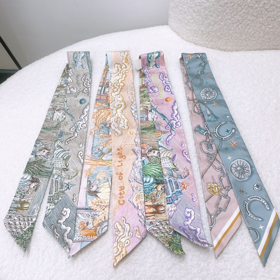 Hermes twilly 綁包絲巾 橙色 City of light-5