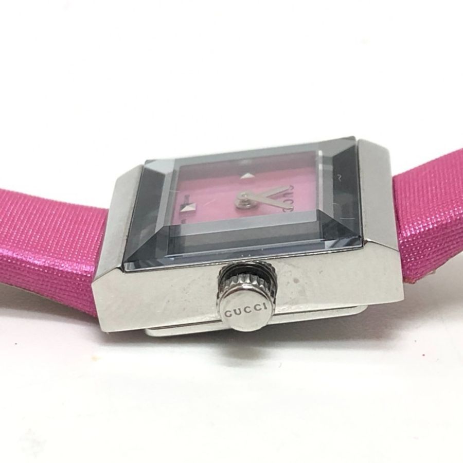 GUCCI 128.5 粉紅貝殼石英腕錶 SS 女士銀色 S-240816-8-8