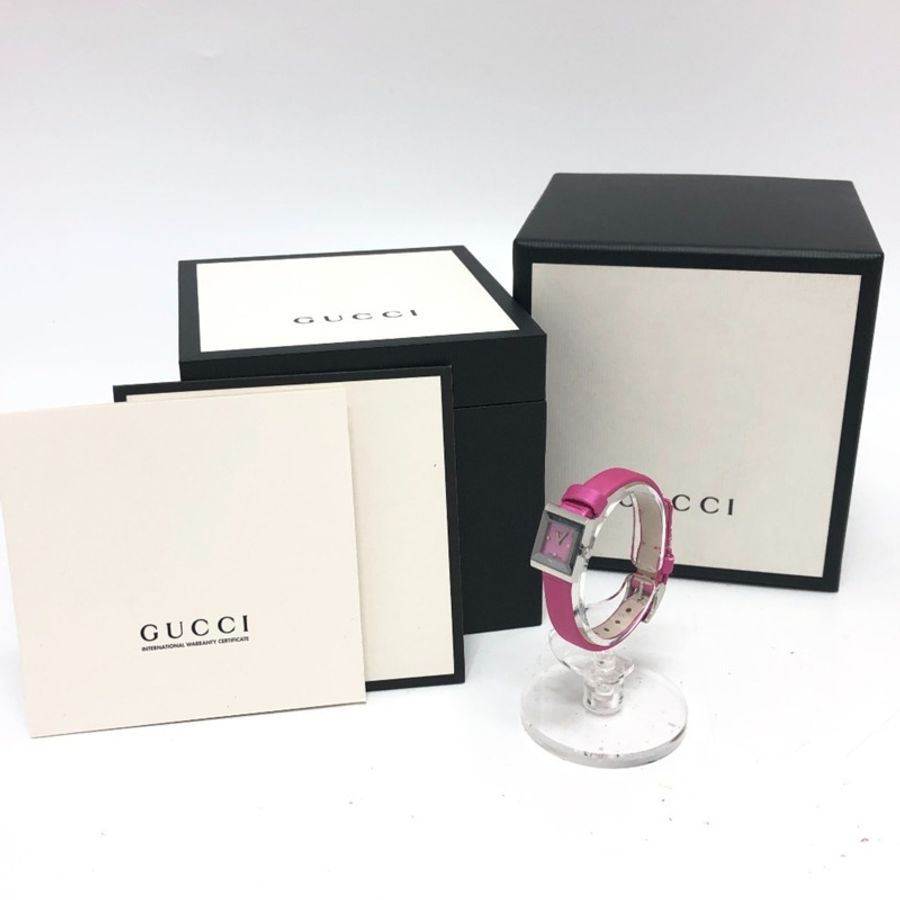 GUCCI 128.5 粉紅貝殼石英腕錶 SS 女士銀色 S-240816-8-10