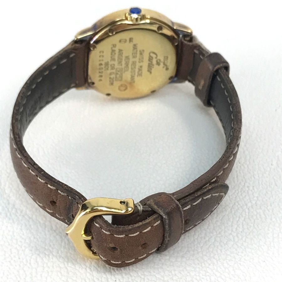 卡地亞 1801 Mastrond Vermeil 腕錶 SV925 皮革錶帶 女士金色 E-210908-30-2