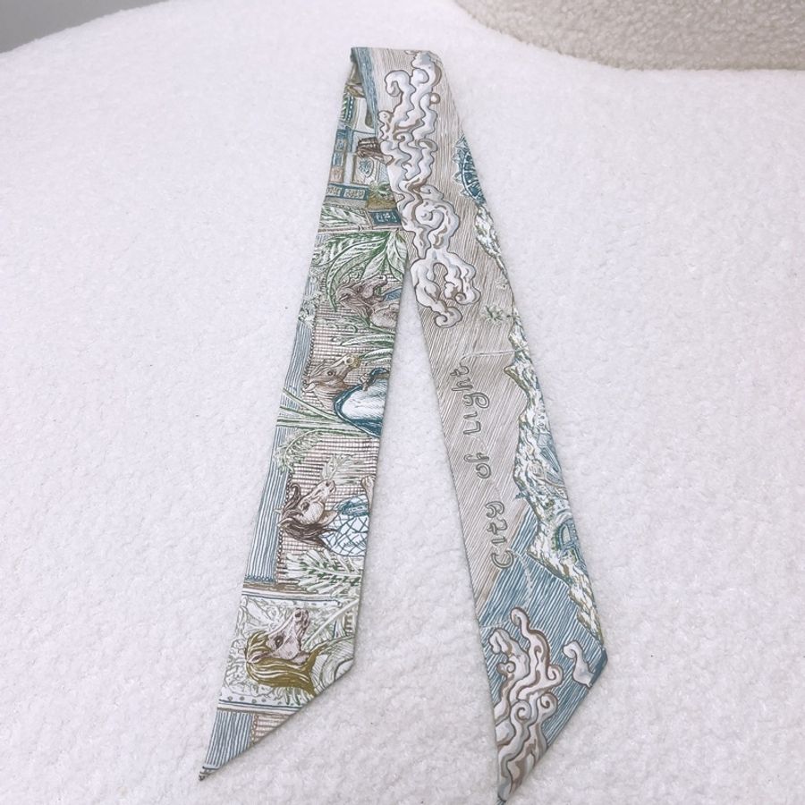 Hermes twilly 綁包絲巾 藍色 啡色 City of light-1