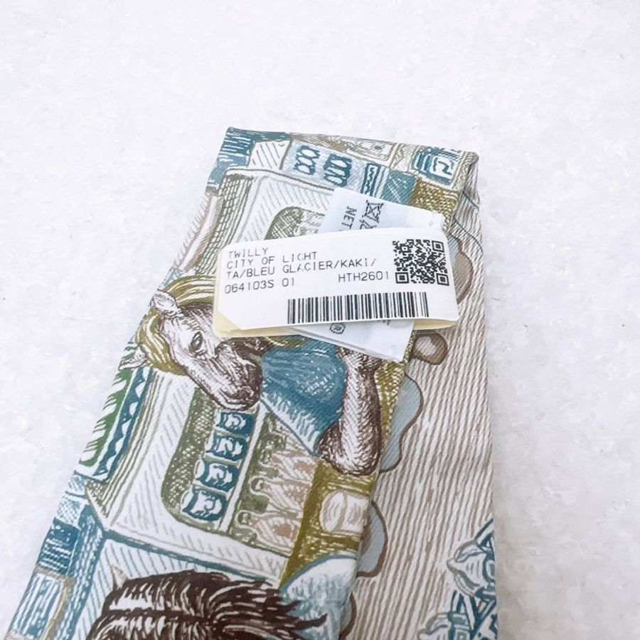 Hermes twilly 綁包絲巾 藍色 啡色 City of light-3