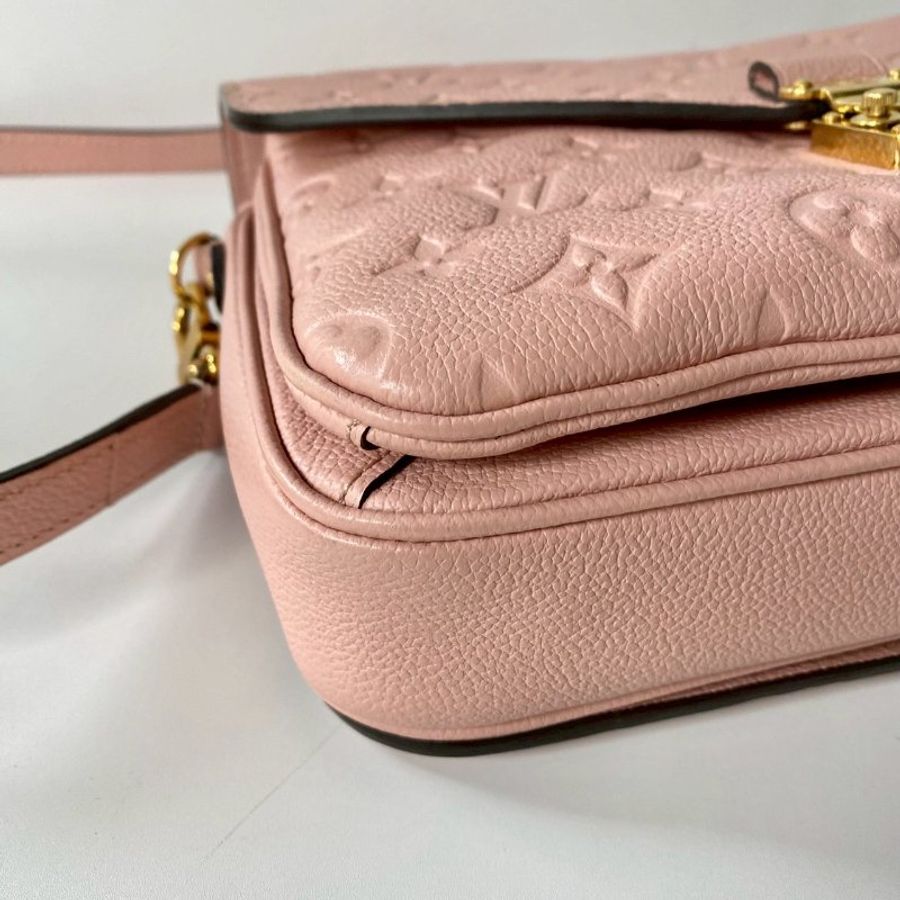 LV Pochette Metis 絕版粉色 牛皮 金扣 老花 郵差包 手提 斜背 M41487-3