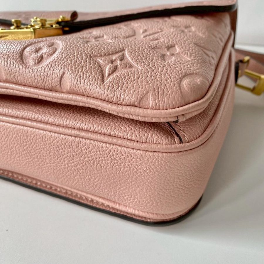 LV Pochette Metis 絕版粉色 牛皮 金扣 老花 郵差包 手提 斜背 M41487-4