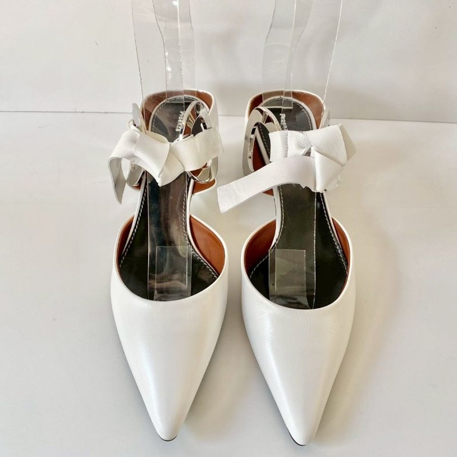 Proenza Schouler 白色 尖頭 金屬 多角 鏡面鞋跟 中跟鞋 39號-1