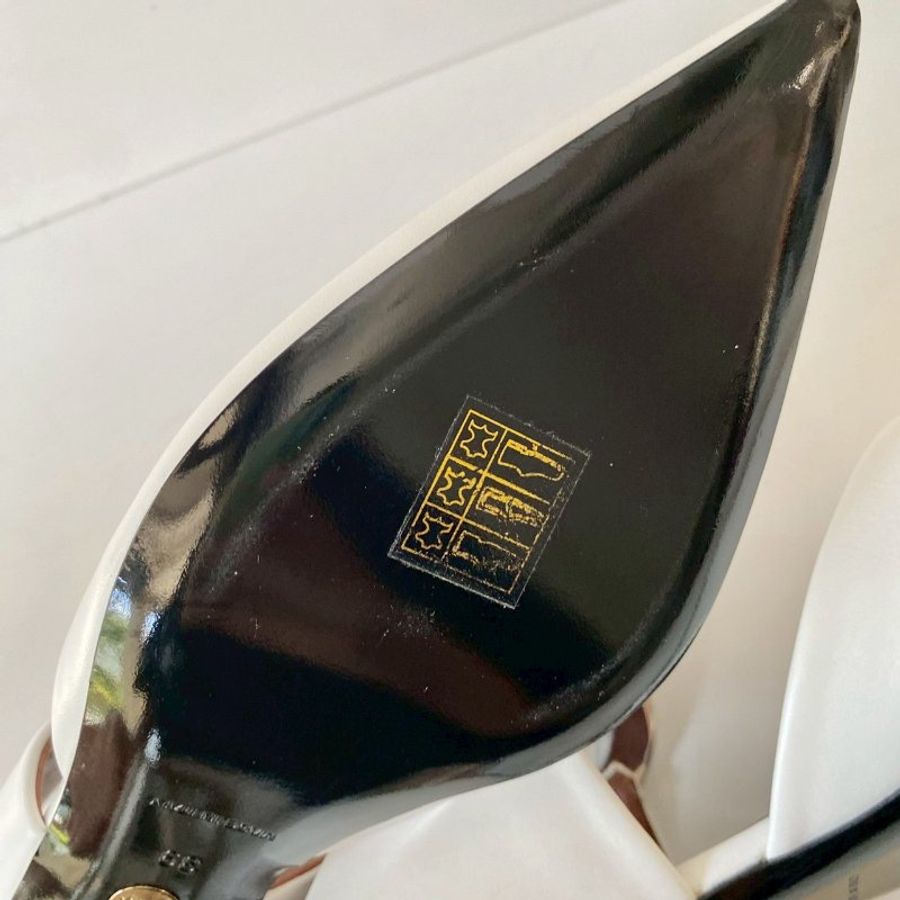 Proenza Schouler 白色 尖頭 金屬 多角 鏡面鞋跟 中跟鞋 39號-5