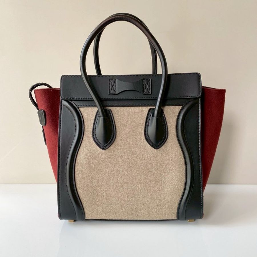 CELINE Micro Luggage mini 拚色 羊毛氈 牛皮 冏臉包 手提包-1