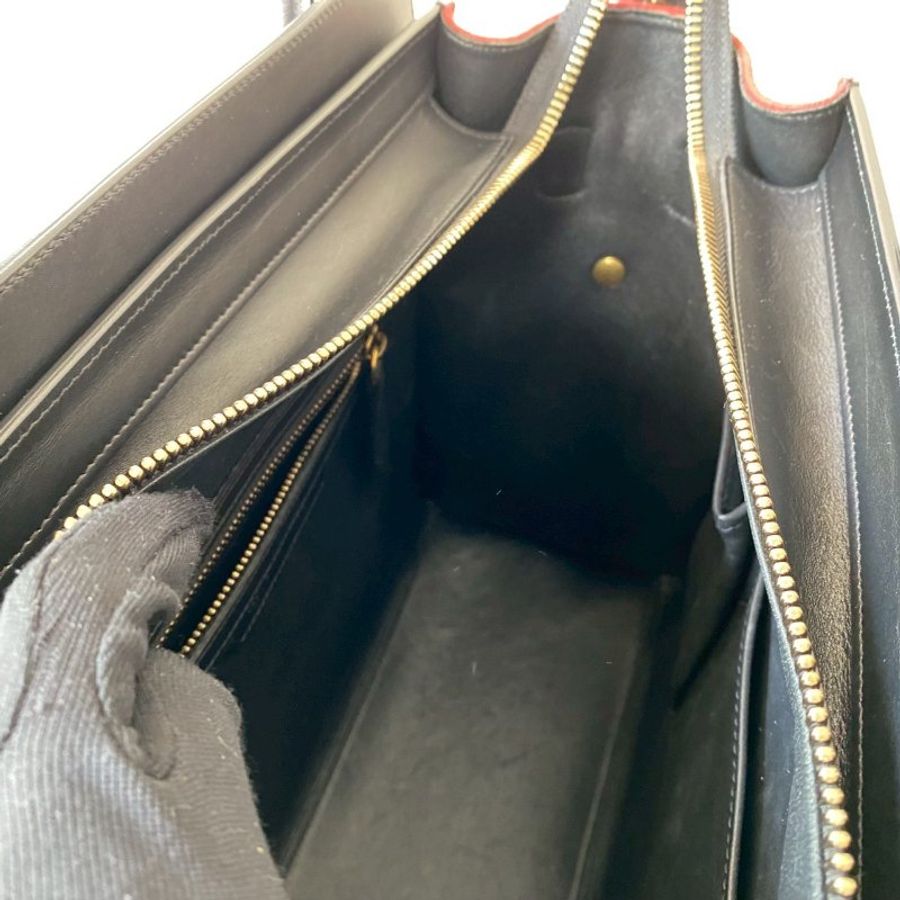 CELINE Micro Luggage mini 拚色 羊毛氈 牛皮 冏臉包 手提包-4