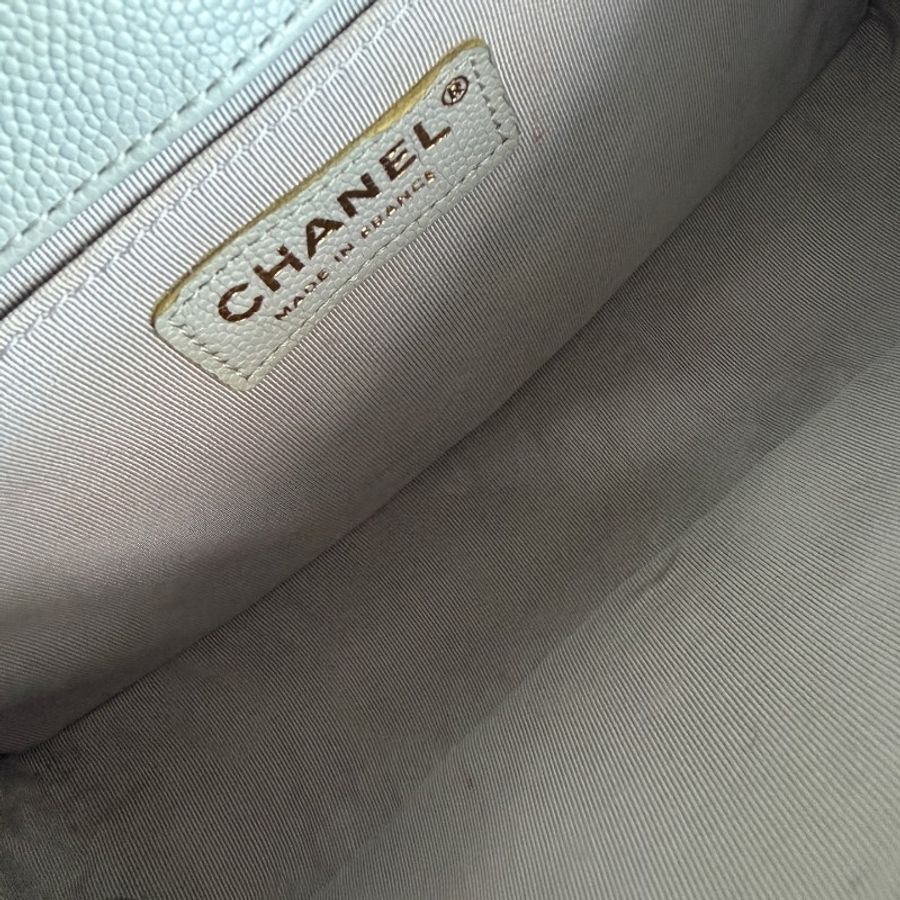 Chanel香奈兒Leboy中号 荔枝皮 灰色金扣-8