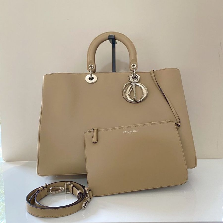 Dior Diorissimo 米白色 桃紅內裡 子母包 公事包 托特包 手拿包 M0900-2