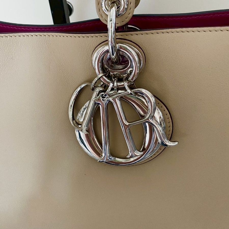 Dior Diorissimo 米白色 桃紅內裡 子母包 公事包 托特包 手拿包 M0900-9