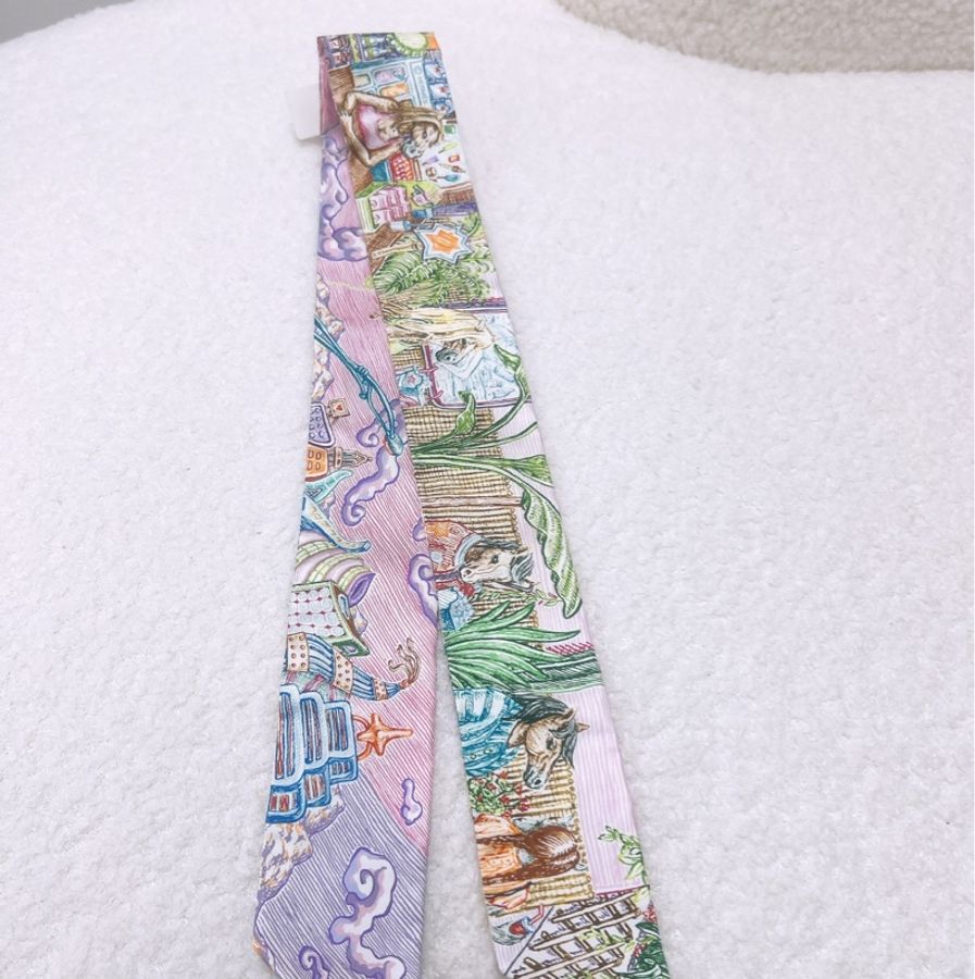 Hermes twilly 綁包絲巾 粉紫色 City of light-2
