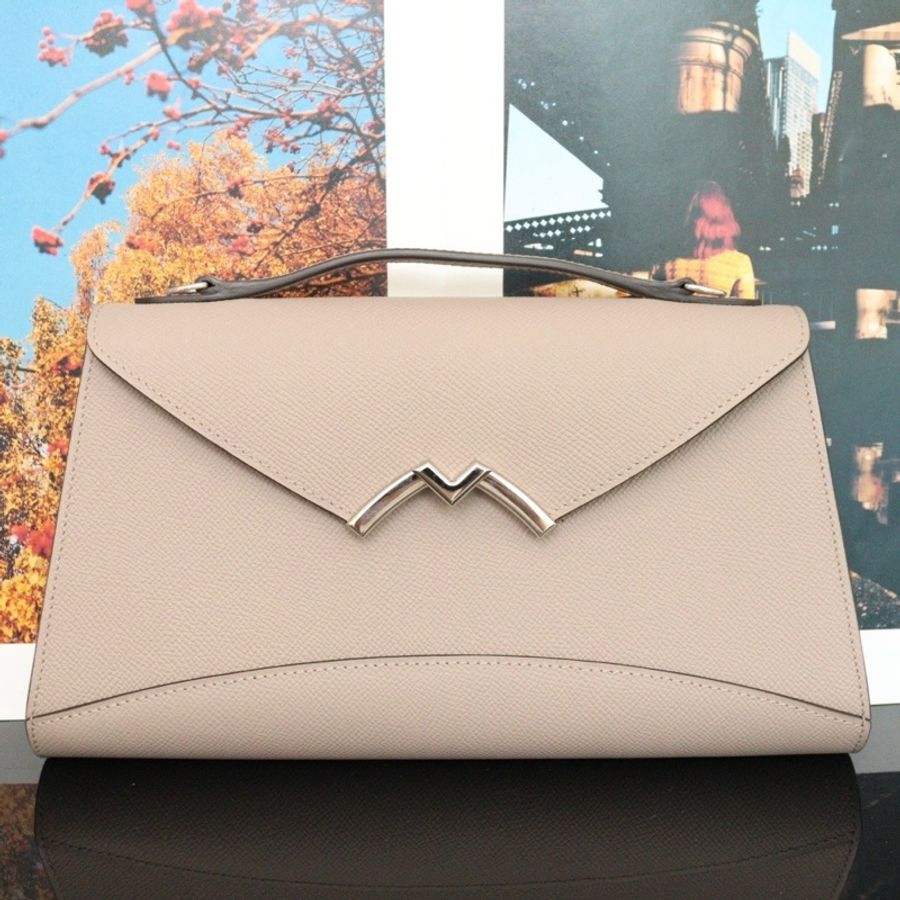 Moynat 莫奈 Gabrielle clutch carat calf 手拿包斜挎包 斑鳩灰 銀扣-1