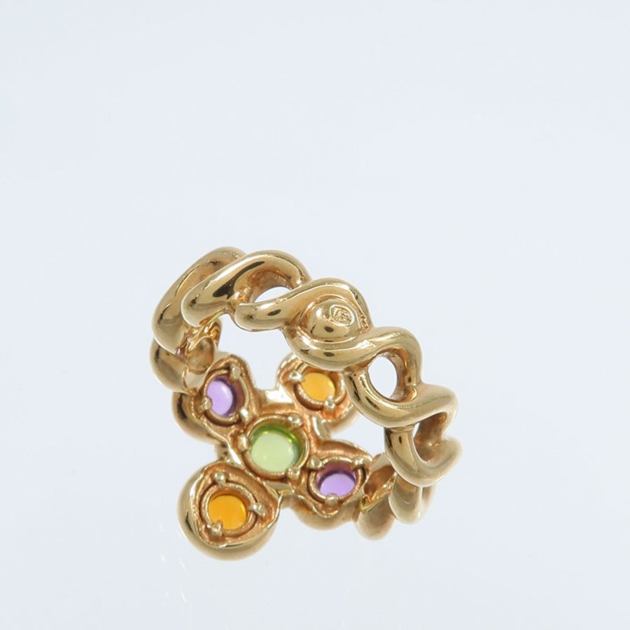 CHANEL 18K黃金Color Stone Ring彩色寶石戒指-5