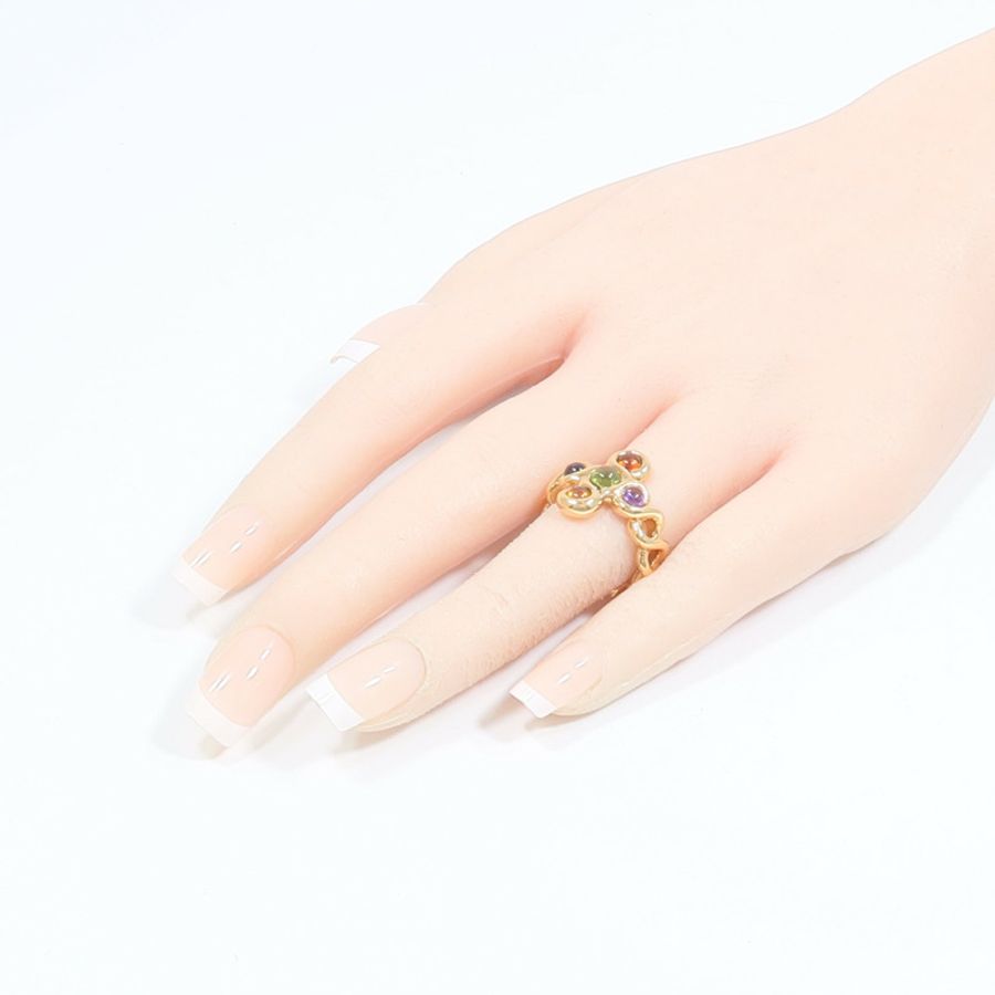 CHANEL 18K黃金Color Stone Ring彩色寶石戒指-7