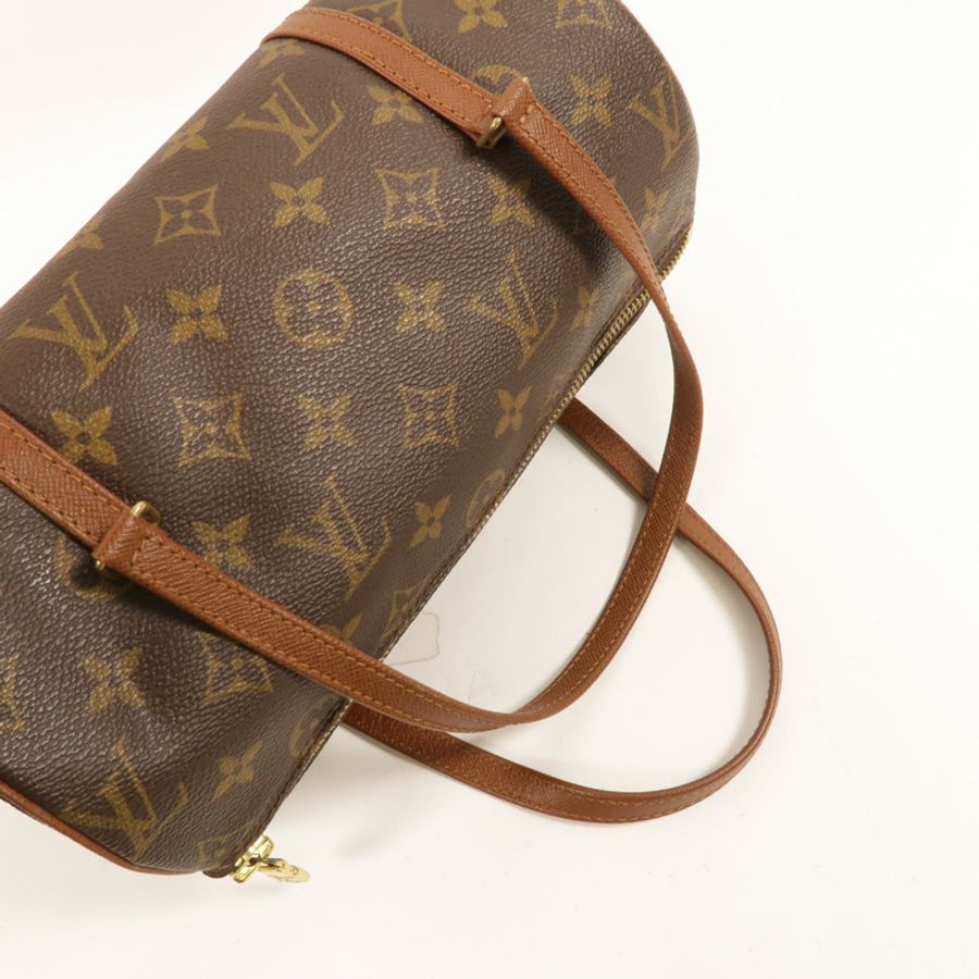 LOUIS VUITTON Monogram Papillon金扣手挽袋棕色-5