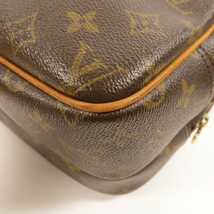 LOUIS VUITTON Monogram Reporter PM金扣肩背袋棕色-14