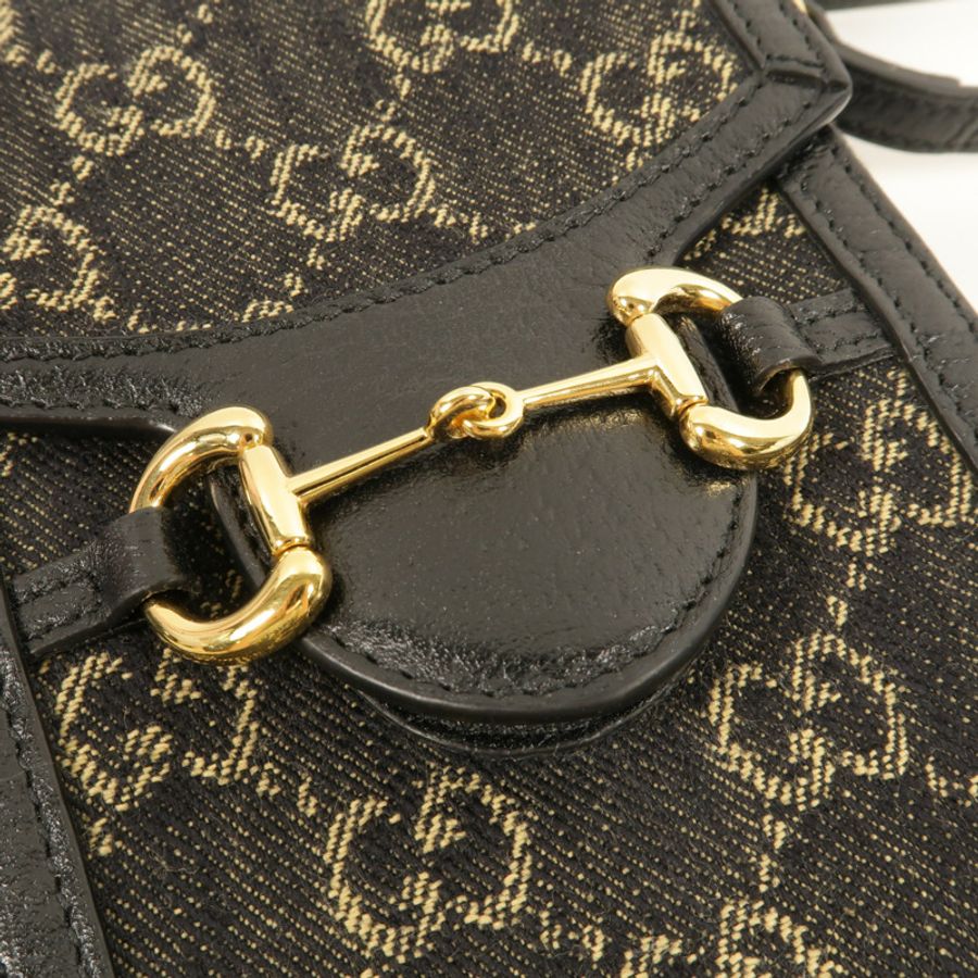 GUCCI 皮革/牛仔布Horsebit 1955 Mini肩背袋-6