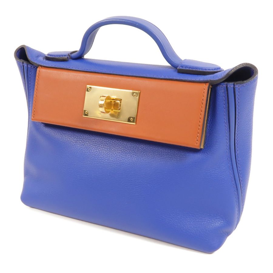 HERMES Swift/Evercolor皮革24/24 Mini手挽肩背兩用袋Cuivre/Chai/Electric-2