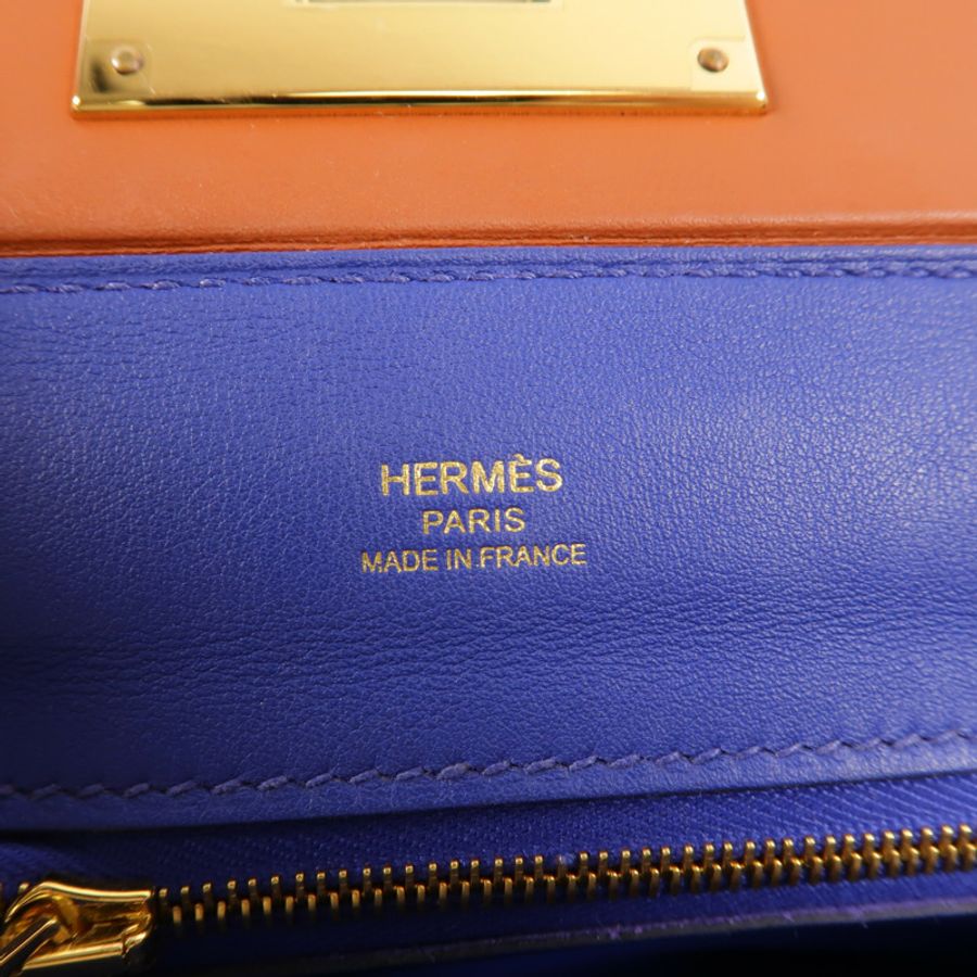 HERMES Swift/Evercolor皮革24/24 Mini手挽肩背兩用袋Cuivre/Chai/Electric-7