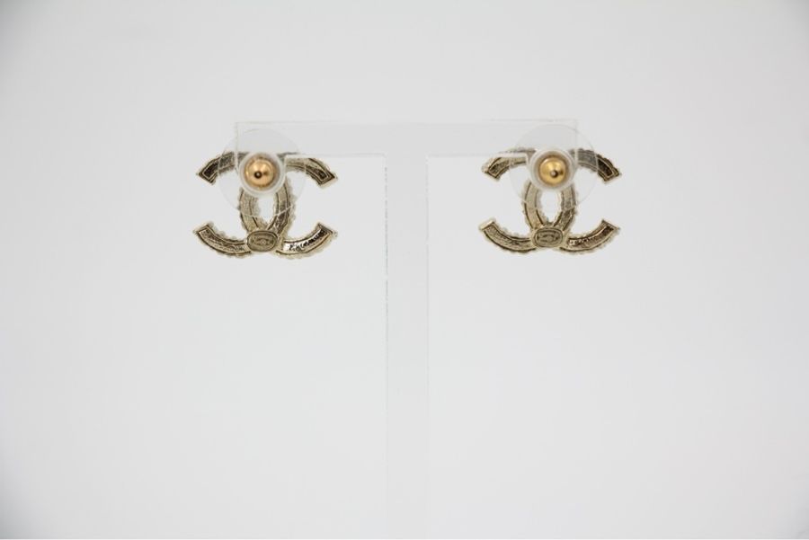 Chanel A19S 水鑽彩鑽CC Logo耳環-1