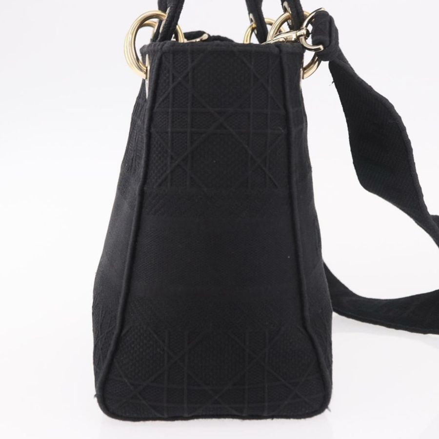 【日本直送】Christian Dior Lady Delight 手提包 帆布 兩用 黑色 金色 正品 186632SAM-3