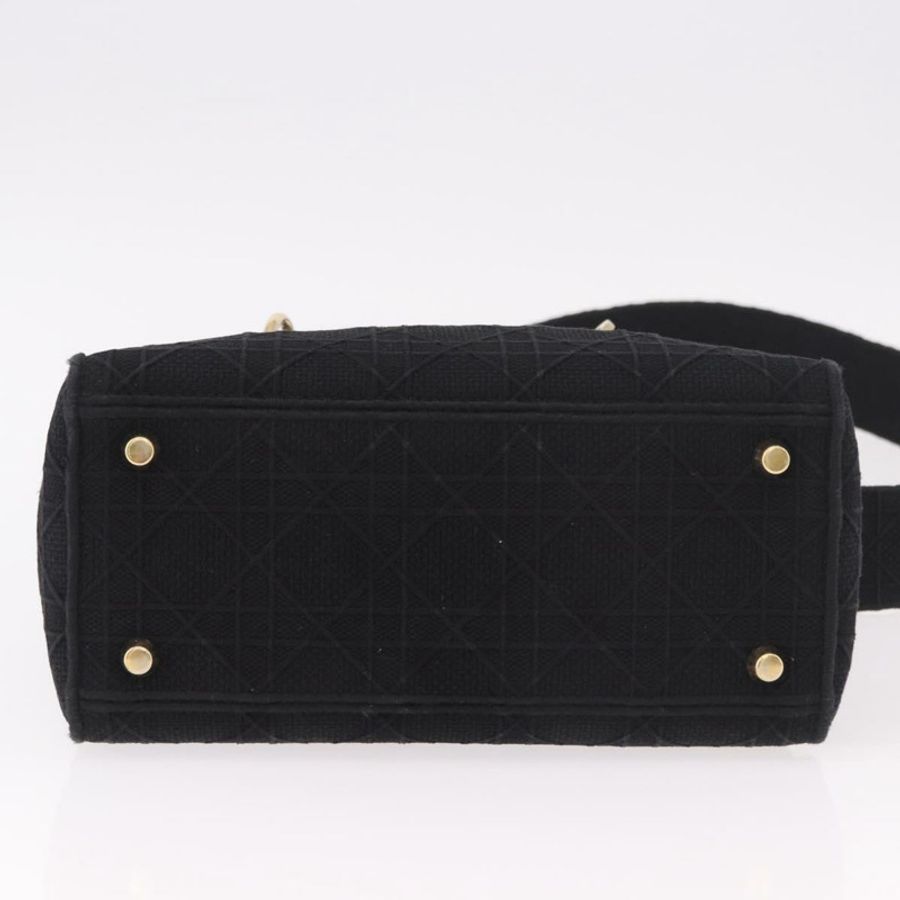 【日本直送】Christian Dior Lady Delight 手提包 帆布 兩用 黑色 金色 正品 186632SAM-4