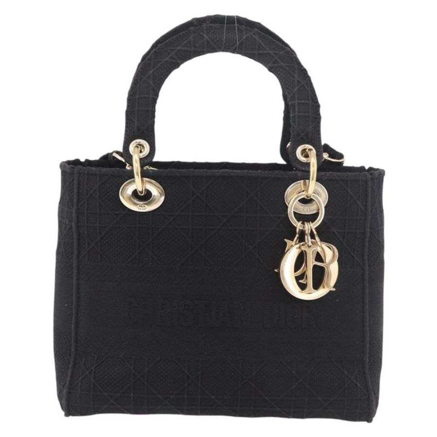 【日本直送】Christian Dior Lady Delight 手提包 帆布 兩用 黑色 金色 正品 186632SAM-12