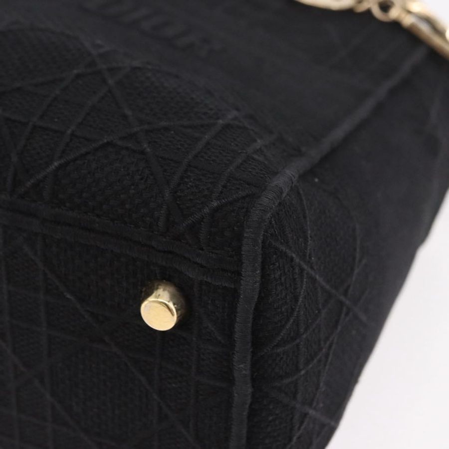 【日本直送】Christian Dior Lady Delight 手提包 帆布 兩用 黑色 金色 正品 186632SAM-15