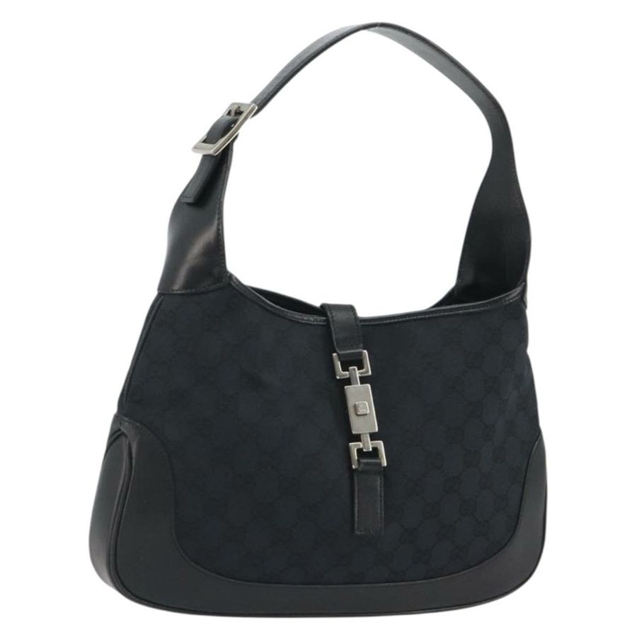 【日本直送】GUCCI GG帆布Jackie肩包 黑色 銀色 001.3306 正品 BA13943-0