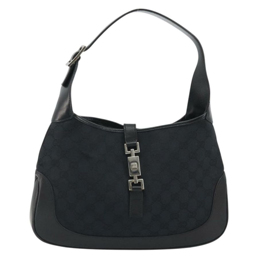 【日本直送】GUCCI GG帆布Jackie肩包 黑色 銀色 001.3306 正品 BA13943-12