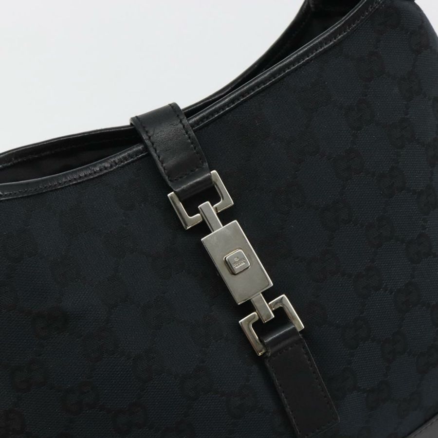 【日本直送】GUCCI GG帆布Jackie肩包 黑色 銀色 001.3306 正品 BA13943-16